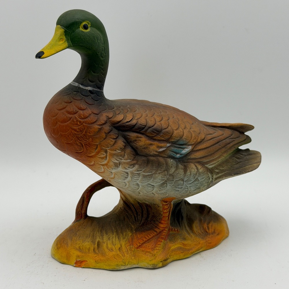 Vintage Mallard Duck Figurine Hand Painted Ceramic Wildlife Lodge Cabin‎ Decor